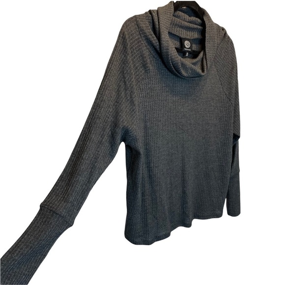 Bobeau Cowl Neck Raglan Sleeve Thermal Top Raven Black Mix Grey Medium New NWT - Picture 3 of 7